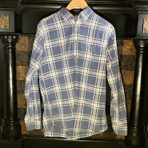 Barbour Men's Tailored Blue White Windowpane Long Sleeve Casual Shirt Sz S